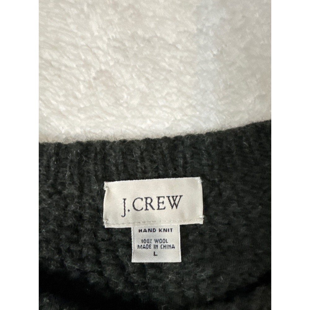 J.Crew Sweater Mens L Grey Good Hand Knit Wool Cable Crewneck - Picture 2 of 4